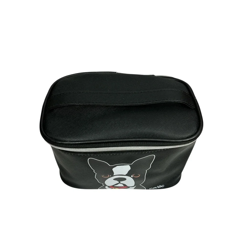 Marc Tetro Boston Terrier Black Top Handle Makeup/Travel Bag With Zip Closure